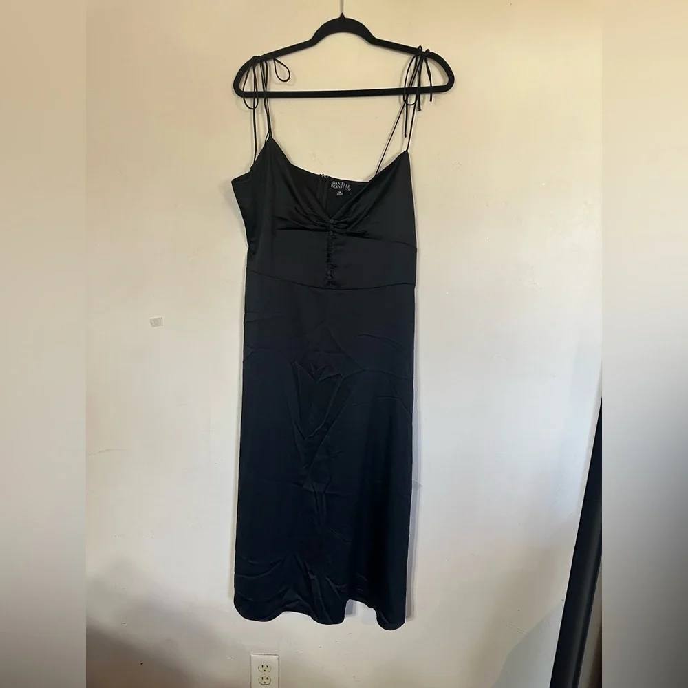 DANIELLE‎ BERNSTEIN Black Satin Tie-Shoulder Slip Dress
